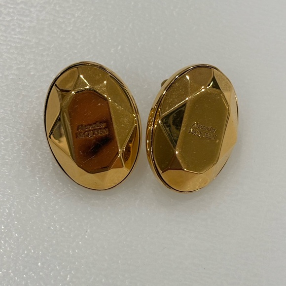 Alexander McQueen Large Faceted Stone Logo Stud Earrings - Picture 1 of 5